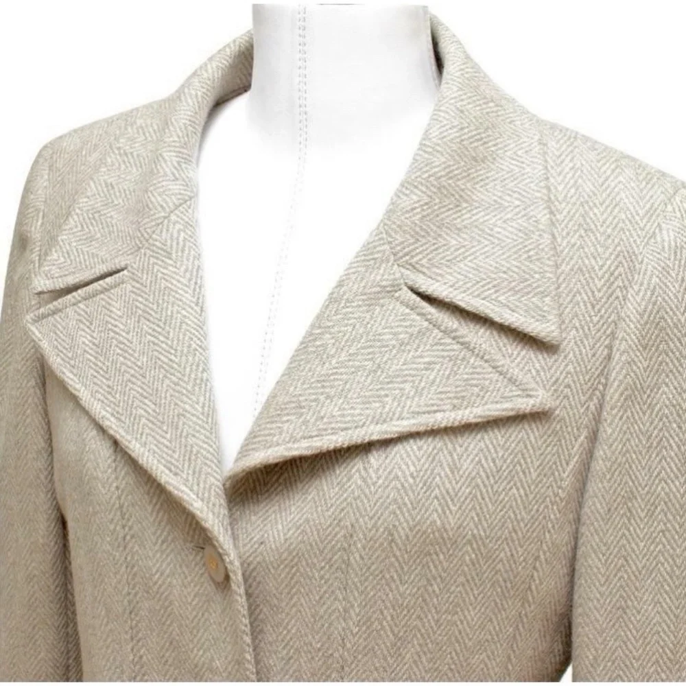 Chanel Jacket Blazer Beige Wool Blend Gold HW Long Sleeve 36 96A - Picture 5 of 8
